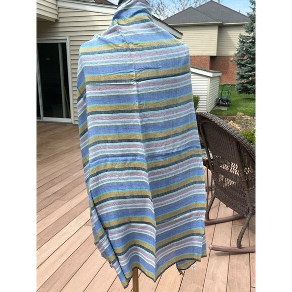 Vintage Wrap Shawl 1960 Vintage Wrap Shawl 1960’s Striped Multi Colored Made In India 100 % Viscose